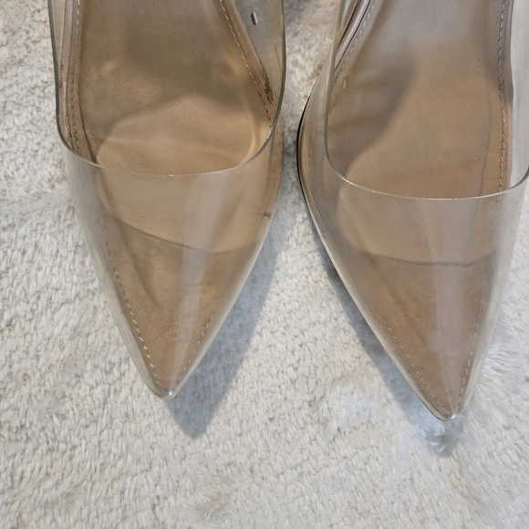 Wild Pair Transparent Slingback Heels Size 9 Neutral Contemporary Office - Picture 6 of 7